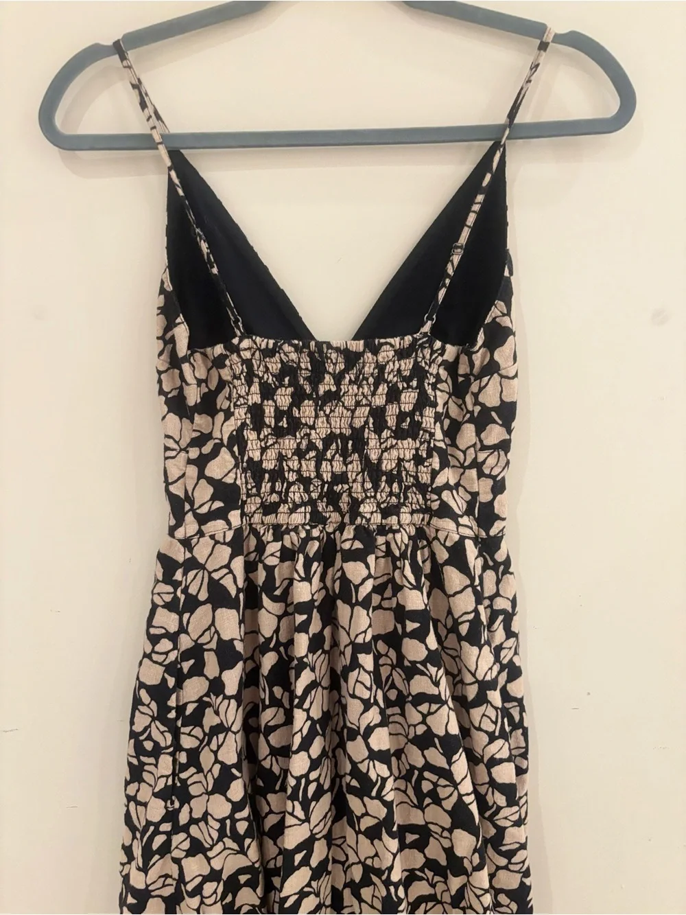 Abercrombie & Fitch Black and Cream Floral Maxi Dress with Spaghetti Straps